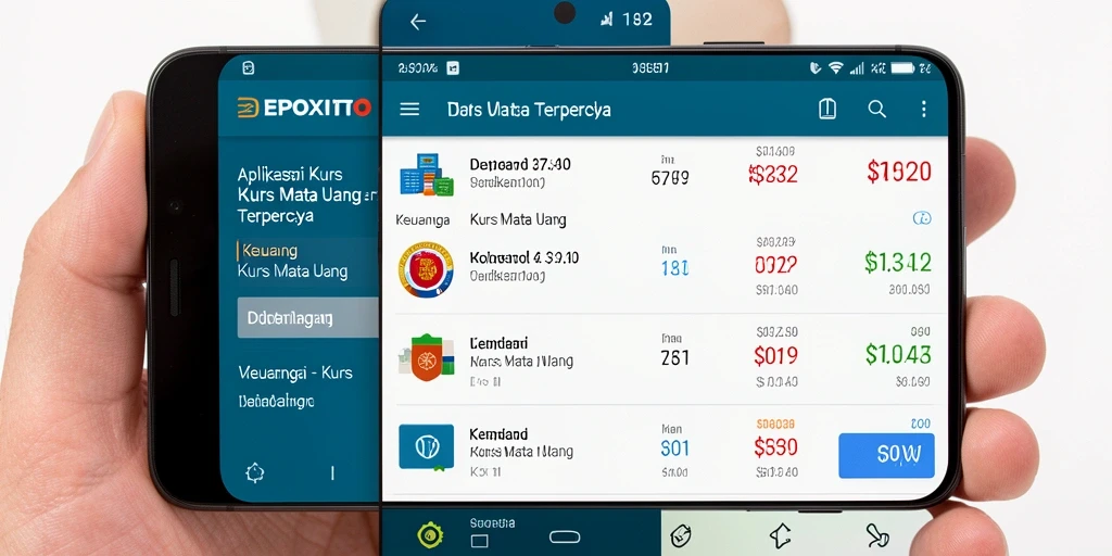 Antarmuka DEPOXITO menampilkan fitur konversi mata uang yang sederhana dan efektif.