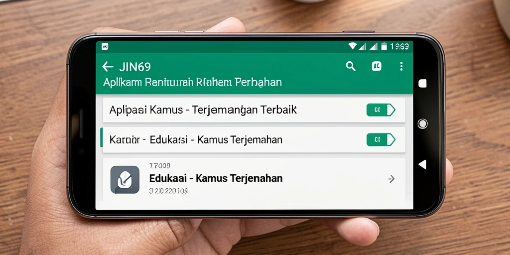 Tampilan antarmuka JIN69 dengan fungsi terjemahan yang sederhana.