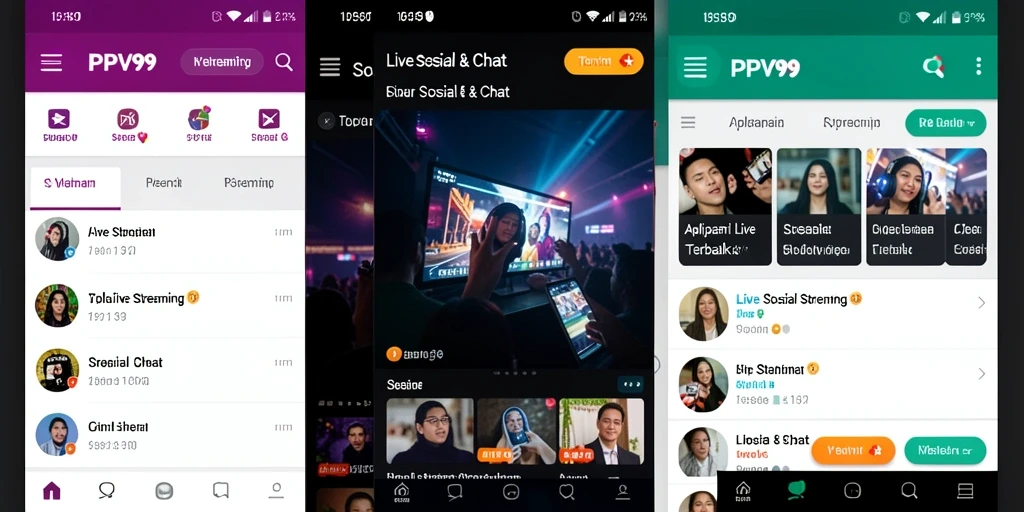 Tampilan antarmuka utama PPV99 dengan fungsi Live Streaming yang menarik.