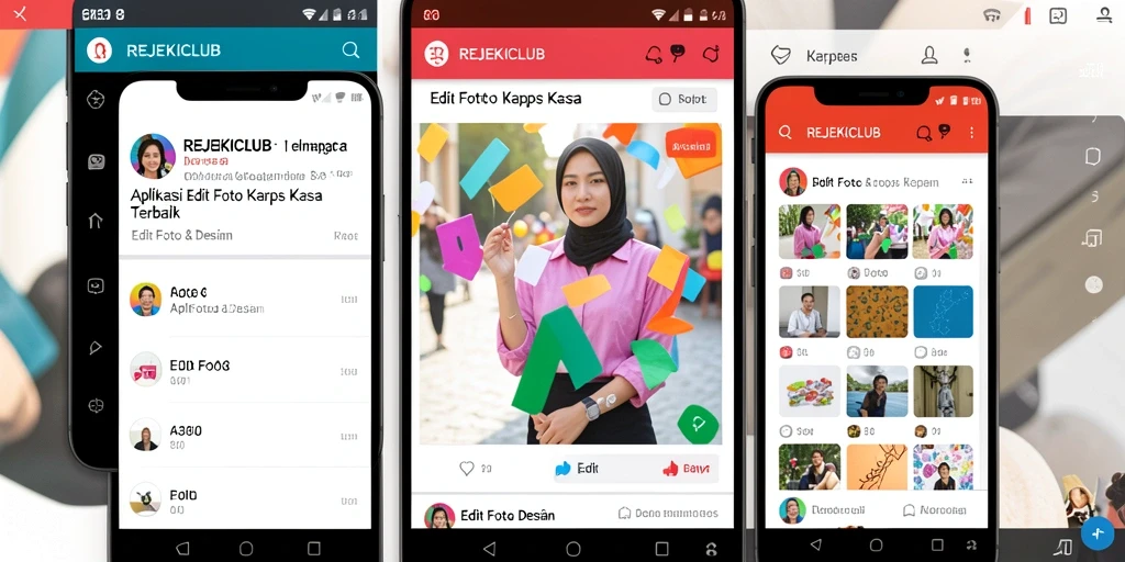 Tampilan antarmuka aplikasi REJEKICLUB saat mengedit foto.