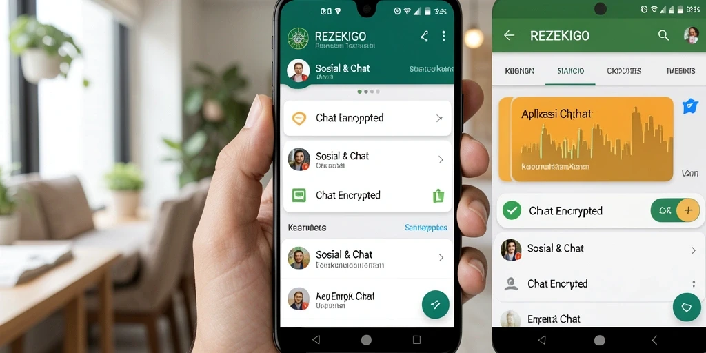 Antarmuka pengguna REZEKIGO yang menarik dan fungsional untuk chat aman.