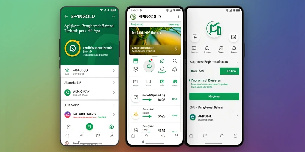 Antarmuka aplikasi SPINGOLD yang menampilkan fitur penghemat baterai.
